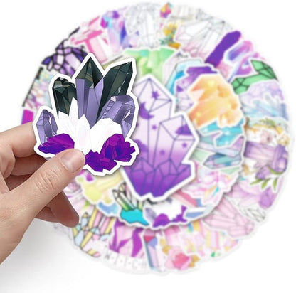 Crystal Stickers for Teens Boy Girls Kids|50 Pcs|Cartoon Vinyl Waterproof Stickers for Laptop Computer Phone Tablet Luggage Flasks Water Bottle Bike Car Notebook,Cute Decorative Decals Pack(Crystal)