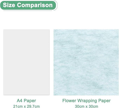 M METERXITY 38-Sheet Korean Cotton Wrapping Flower Paper, 11.8 Inch Waterproof Floral Wrapping Cotton Paper for Bouquets/Gift Packaging [Sky Blue]