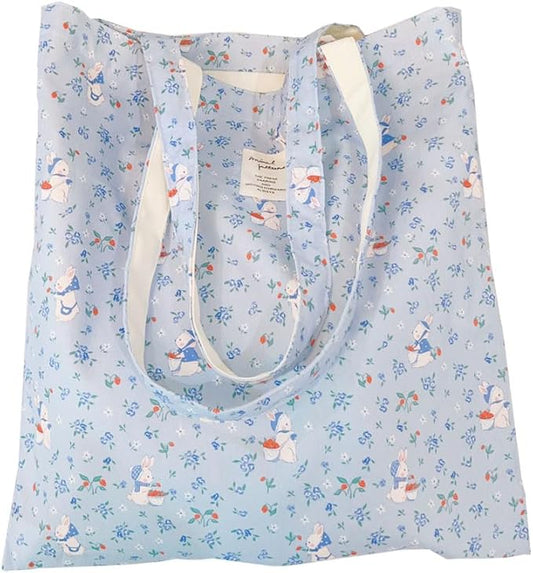 Cotton Canvas Tote Bag Reusable Soft Grocery Cloth Bag Floral Shoulder Bag for Beach Travel Shopping