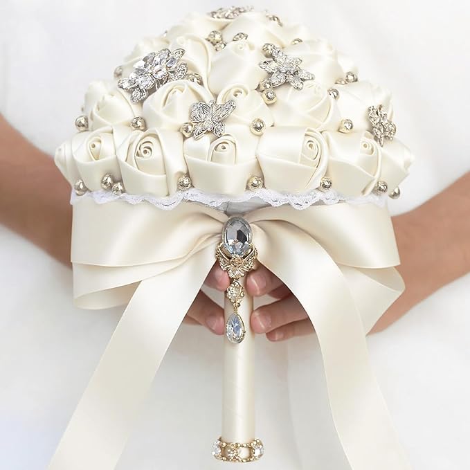 KINGLAKE Pearl Ivory Satin Ribbon – 1 1/2'' x 100 Yards Polyester Ivory Ribbon for Gift Wrapping, Wedding, Party Decoration, DIY Crafts, Floral Bouquets and Wreath Bows