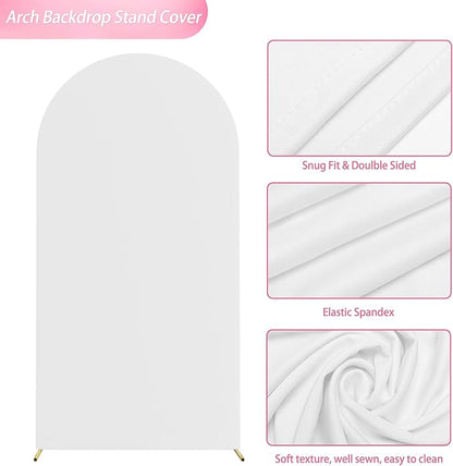 Wokceer 6.6FT Wedding Arch Backdrop Cover Spandex Fitted White Arch Covers Round Top Chiara Arches Backdrop Cover for Birthday Party Ceremony Banquet Decoration