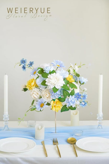 Blue Artificial Flowers Combo Box Wedding Decor,Fake Flowers,Flowers for Decoration,Silk Flowers for Home Decor Indoor,Cake Flowers,Faux Flowers for Crafts