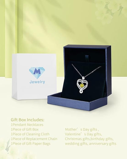Jewelry for Women Wife Infinity Heart Birthstone I Love You Necklace S925 Anniversary Women Necklaces for Her Wife Birthday Gift Ideas, Birthday Present for Girlfriend Mom Daughter Sterling Silver