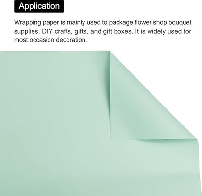 MECCANIXITY Pearlescent Film Flower Wrapping Paper 22.8x22.8 Inch Waterproof for DIY Crafts, Gift/Gift Box Packaging Lemon Green Pack of 10
