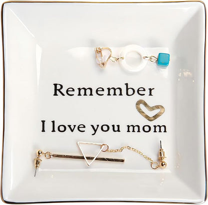 HOME SMILE Ceramic Ring Dish Jewelry Tray for Mom Sister Friends