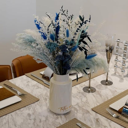 Natural Dried Pampas Grass Bouquet, 17" Blue Pampas Grass, Lavender Decor, Bohemian Style Family Wedding Country Farmhouse Decorated with Dried Flowers