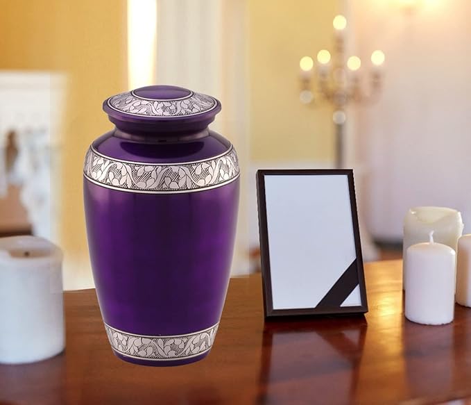MEMORIALS 4U Custom Engraved Cremation Urn - Handcrafted Urn for Human Ashes - Affordable Urn for Ashes with Velvet Bag (Mulberry)
