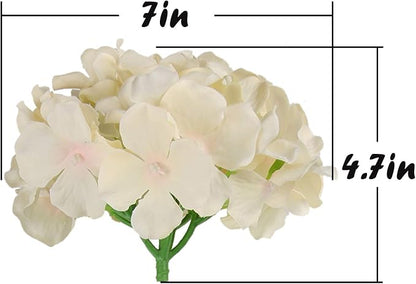 Flojery Silk Hydrangea Heads Artificial Flowers Heads with Stems for Home Wedding Decor,Pack of 10 (Champagne)
