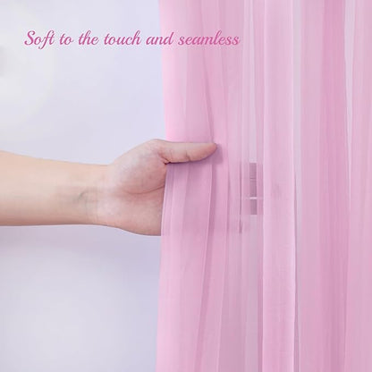 20x10ft Baby Pink Tulle Backdrop Curtain with Lights String for Parites, Sheer Backdrop Curtains for Wedding Baby Shower Birthday Party Photo Shoot Decorations