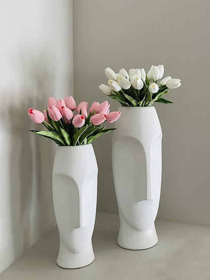Beferr Pink Tulips Artificial Flowers 18Pcs Faux Tulip Real Touch Tulip Fake Flowers Bouquets Arrangements for Mothers Day Spring Easter Wedding Home Table Decor Pink