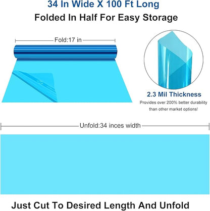 100 ft x 34 in Extra Wide Cellophane Wrap Roll Blue, Translucent Cellophane Roll for Gift Baskets Wrap, Colored Cellophane Wrapping Paper for Treats, Candies, Holiday, Birthday, Baby Shower Decoration