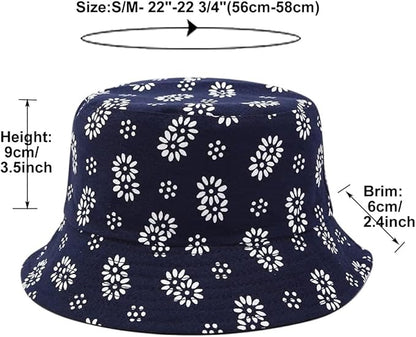 Quanhaigou Bucket Hat for Men Women,Packable Reversible Printed Sun Hats,Fisherman Outdoor Summer Travel Hiking Beach Caps