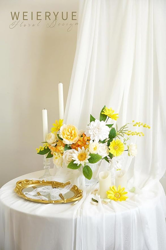 Yellow Artificial Flowers Combo Box Wedding Decor,Fake Flowers,Flowers for Decoration,Silk Flowers for Home Decor Indoor,Cake Flowers,Faux Flowers for Crafts