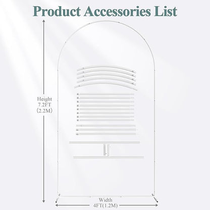 Fomcet 7.2x4FT Metal Arch Backdrop Stand Wedding Arch Frame White Balloon Arched Stand for Ceremony Birthday Party Graduation Bridal Baby Shower Anniversary Background Decoration
