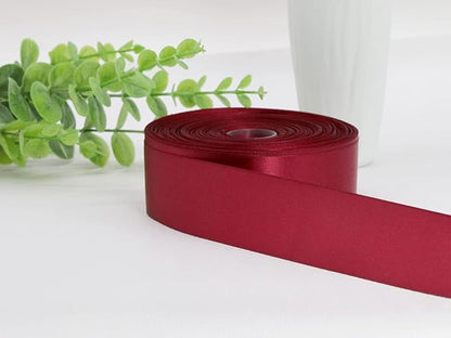 Dark Red Double Faced Satin Ribbons 1-1/2 inch Flower Boutique Gift Wrapping Ribbon 1.5inch 50yards Fabric Silk Bow Ribbon for Valentine's Day & Mother's Day DIY Crafts Hair Headband-Sewing