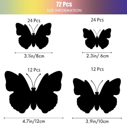 SAOROPEB 3D Butterfly Wall Decor, 72 Pcs Double Layer Butterfly Decorations for Party Decorations Locker Decor Refrigerator Decal, Reusable (Colorful)