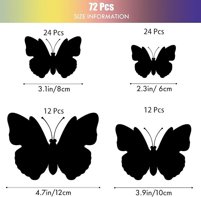 SAOROPEB 3D Butterfly Wall Decor, 72 Pcs Double Layer Butterfly Decorations for Party Decorations Locker Decor Refrigerator Decal, Reusable (Pink)