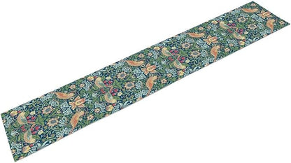 William Morris Floral Table Runner, Vintage Green Flowers Botanical Printed Table Runner for Home Kitchen Dining Table Decoration,13x90 Inch