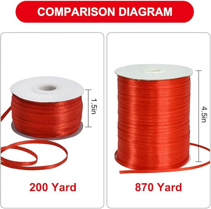 TONIFUL 1/8 Inch x 200 Yards Red Thin Solid Satin Ribbon Giant Spool Double Face Ribbons for Crafts Hanging Tags Invitation Card Balloons Bouquet Hair Gift Wrapping Party Decoration