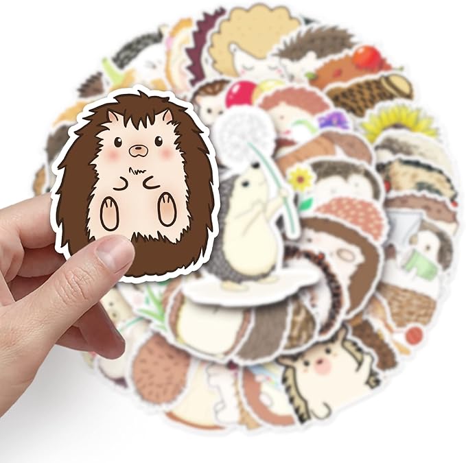 Hedgehog Stickers for Teens Boy Girls Kids|50 Pcs|Cute Vinyl Waterproof Stickers for Laptop Computer Phone Luggage Flasks Water Bottle Bike Car Notebook Tablet,Cartoon Animals Decals Pack(Hedgehog)