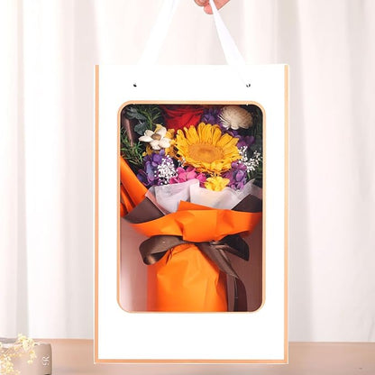Jtoder Forever Flowers for Delivery, Preserved Flower Bouquets, Long Lasting Orange Sunflower Roses, Gifts Bouquet for Mother Wife Girlfriend on Festivals Birthday Anniversary