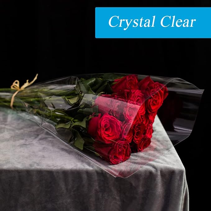 JOYIT 220 ft Clear Cellophane Wrap Roll (35 in x 220 ft) - 3 Mil Thickness Cellophane Roll, Cellophane Bags Large, Clear Wrapping Paper for Flower Gift Baskets Wrap (35" fold into 17.5")