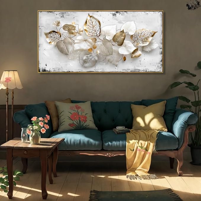 Wall Art Leaf Modern Botanical Artwork Canvas Painting for Living Room Bedroom Dining Room Home Office Decor 30"x60" with Framed
