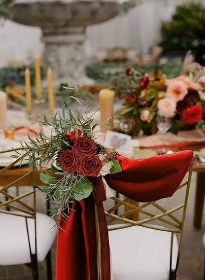 Fake Roses 30PCS Glitter Red Roses Artificial Flowers 3.15" Faux Roses with Stems for DIY Wreath Wedding Christmas Home Party Decor(Red)