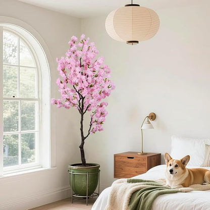 Artificial Pink Cherry Blossom Tree 7 FT Faux Flower Tree,Cherry Blossom Tree Indoor for Home Decor