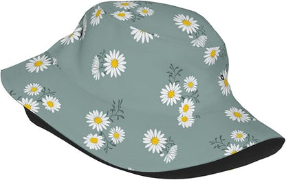 Small Daisy Green Chrysanthemum Flower Bucket Hats Fashion Sun Cap Packable Outdoor Fisherman Hat for Women and Men