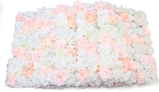 Eapmic 5Pcs 23.62"x 15.74" Artificial Flower Wall Panels,Flower Wall Mat Silk Flower Panels for Outdoor Garden Backyard Fence Fence Privacy Screen and Indoor Wall Decor(Pale Pinkish Grey)