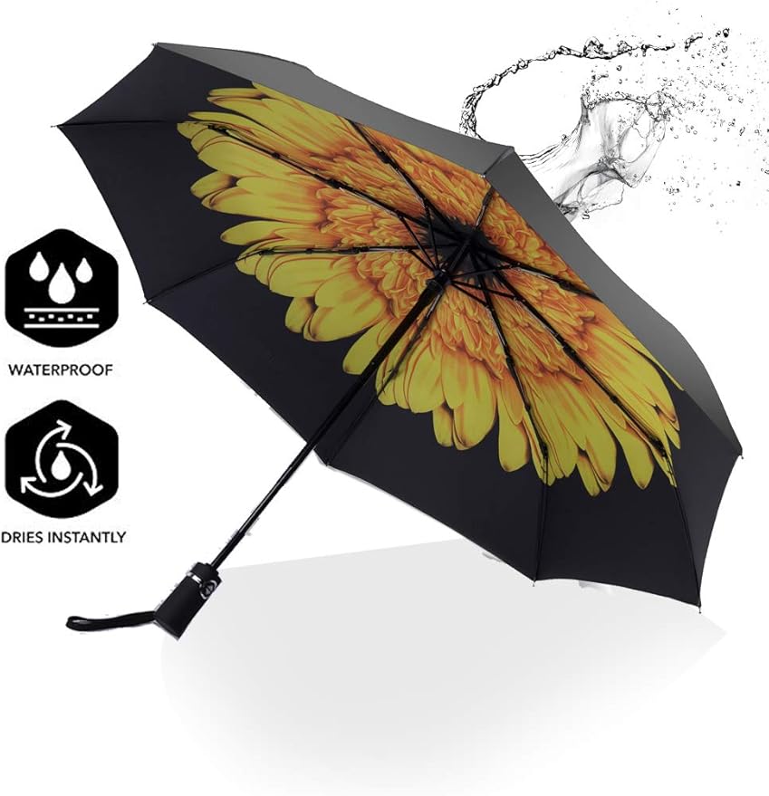 SY COMPACT Travel Umbrella - Windproof Automatic Compact Umbrella, Lightweight Waterproof Design for Backpack, Car & Purse