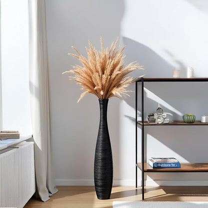Tall Floor Vase, Large Vases for Rustic Home Decor Modern Farmhouse, Sturdy, Luxury, Textured, Vessel for Decorative Branches Dried Flowers, 27.5 inches Floor Vase for Decor, Black