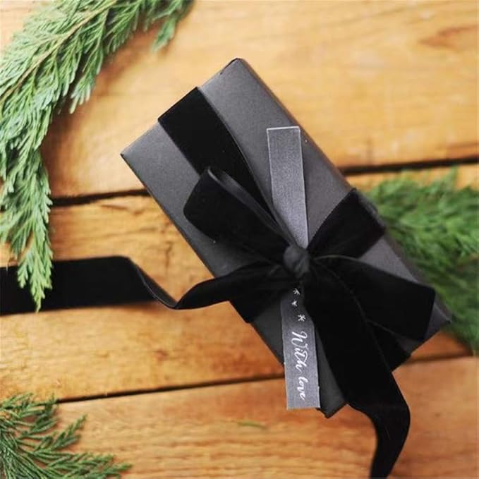 Nylon Velvet Ribbon Single Faced,1 Inch X 25Yards Spool (Black)