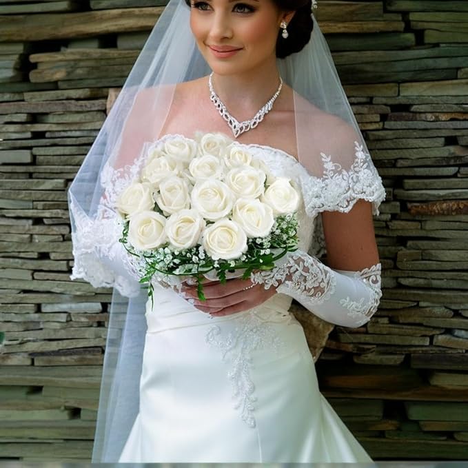 Artificial Roses 50 Pcs Velvet Silk Rose Real Touch Long Stem Fake Flowers Bulk for Flower Arrangement Wedding Centerpieces Home Party Decor (White)