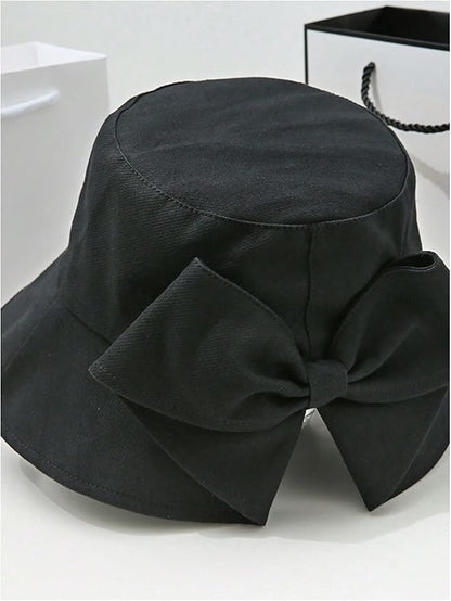 Verdusa Women's Bow Knot Wide Brim Bucket Hats Summer Outdoor Sun Hat