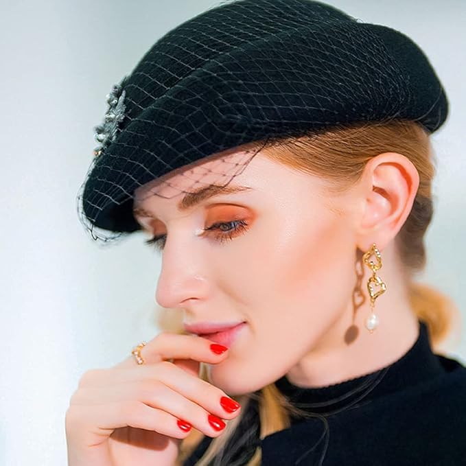 Women Wool Felt Ribbon French Fashion Vintage Millinery Beret Hats Top Cap Ladies Party Wedding Fedoras Chapeau
