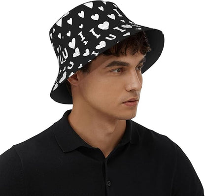 I Love U Bucket Hat Novelty Sun Hats Trendy Fisherman Cap for Men and Women