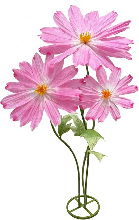 Large Daisy Flowers Artificial 6.1Ft Giant Paper Flowers Decoration Big Flowers Decor for Wedding Reception Essential Party Banquet Background Decor, Indoor Outdoor Home Decor 3Pcs(Rose red)