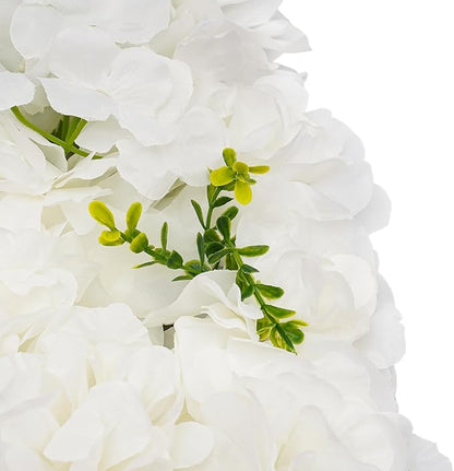 Flower Wall Panel Set,White Artificial Wall Flower Backdrop,12 Pcs 15" X 15" 3D Silk Hydrangea Rose Floral Panel,Faux Roses Artificial Flower Backdrop for Wall Decor