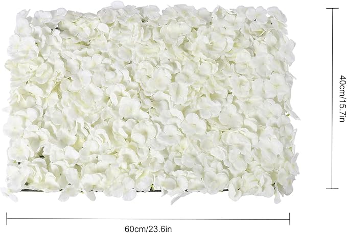 CNCEST 20Pcs Flower Panels,15.7"x 23.6" Artificial Flower Wall Panel, Milky-White Flower Backdrop Wall for Home Party Wedding Christmas Festival Photo Backdrop Decor (Milky White-40x60cm)