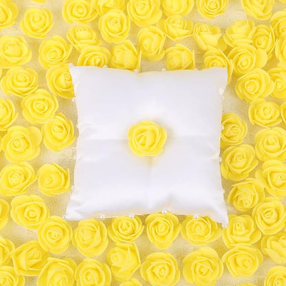 500pcs Mini Foam Rose Heads, Yellow Artificial Rose Foam Fake Flower Bulk for DIY Crafts Wedding Bouquets Baby Shower Centerpieces Floral Arrangements Party Tables Home Decorations(Yellow)