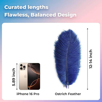 Piokio 20 pcs Natural Navy Blue Ostrich Feathers 12-14 inch(30-35 cm) Bulk for Wedding Party Centerpieces and DIY Clothes Decoration, Gatsby Decorations