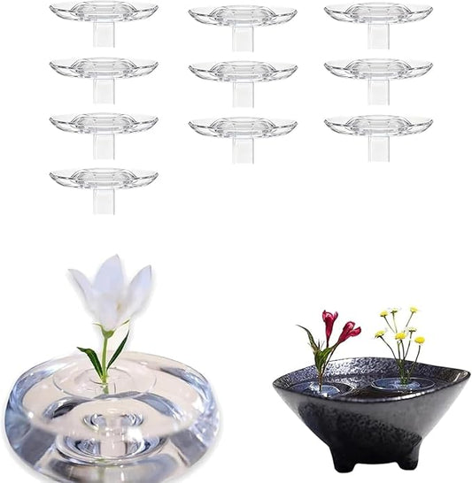 2025 Creative Floating Flower Floral Arrangement Holder,Modern Floating Vase Pedestal Stand,Innovative Floating Flower Display Stand Clear Acrylic Flower Bowl Stem Holder (10PCS, Large)