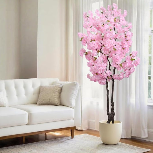Pink Artificial Cherry Blossom Tree 6 FT Indoor Decor Faux Flower Tree Cherry Blossom Tree for Room Decor Gift