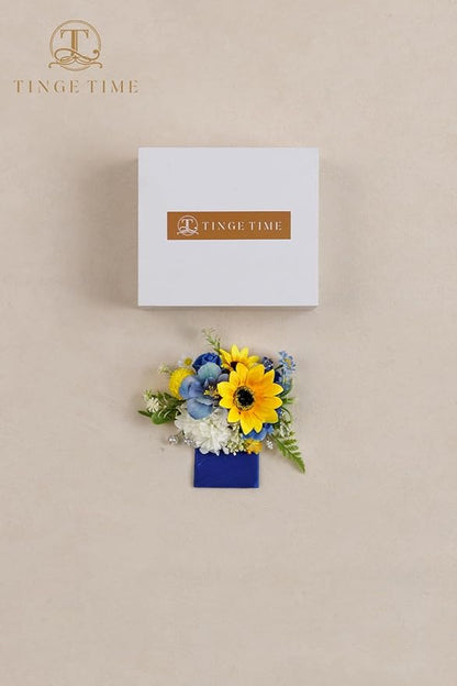 TINGE TIME Sunflower Boutonniere for Men Wedding,Groom and Pocket Boutonniere for Wedding, Prom, Homecoming, Anniversary, Graduation, Christmas Dinner