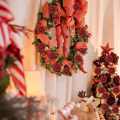IPOPU Artificial Flowers,50pcs Red Sparkly Roses Glitter Flowers Bling Artificial Roses with Stem for DIY Wedding Bridal Bouquet Home Party Decoration(Red)