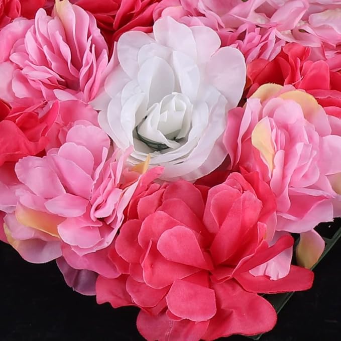 LOYALHEARTDY 6 PCS Artificial Flowers Wall Panels 24" x 16" Decorative Hydrangea and Rose Flower Panels Flower Wall for Home Party Wedding Christmas Festival Photo Backgdrop Decor