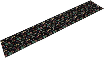 Retro Floral Table Runner, Colorful Bohemian Wildflower Flowers Blooms Vintage Table Runner for Kitchen Dining Party Home Decor, 13x90 Inch