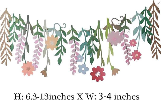 Paper Flower Garland, Party Garlands, Rectangular Paper Leaves Banner Decorations, Wall Decoration, Wedding, Birthday, Baby Shower
